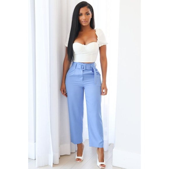 Fashion Nova Pants - Business Per Usual Belted Pants